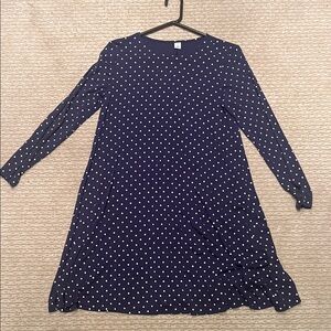 Old Navy Navy Blue Long Sleeve Dress with White Polka Dots